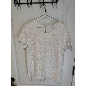 Market & Spruce White Lace blouse fully lined back zipper